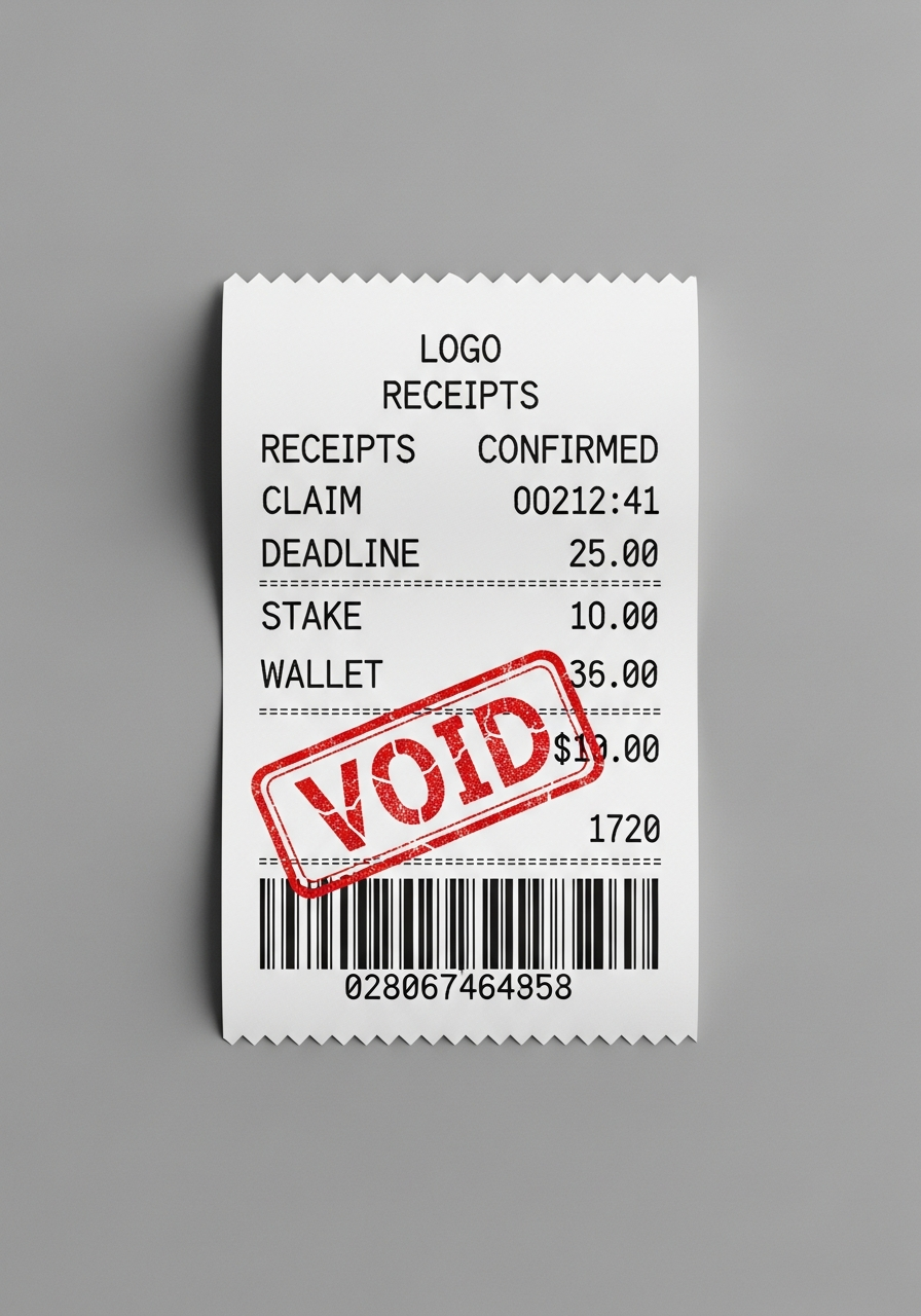 A thermal receipt stamped VOID